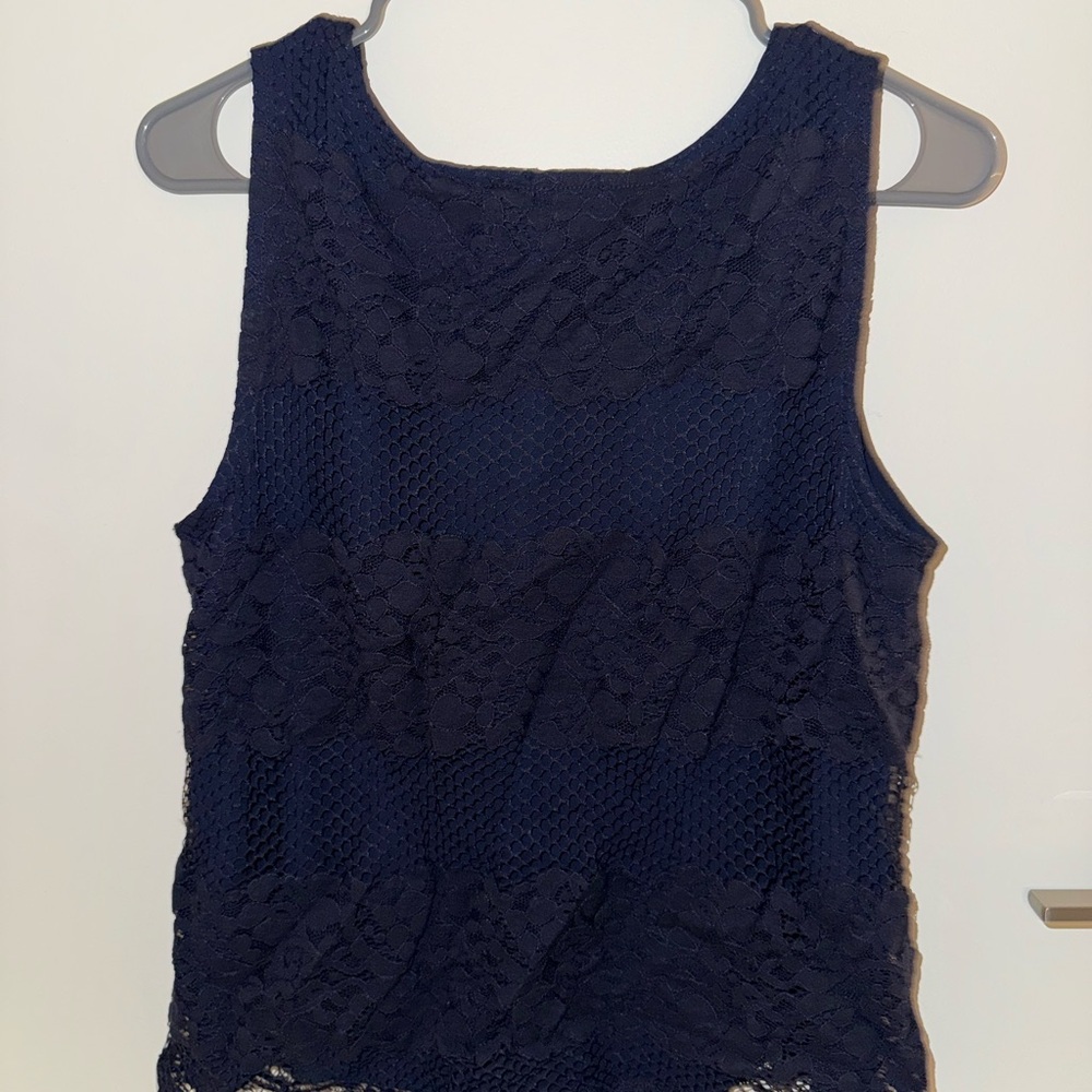 LOFT Navy Lace Tank Top